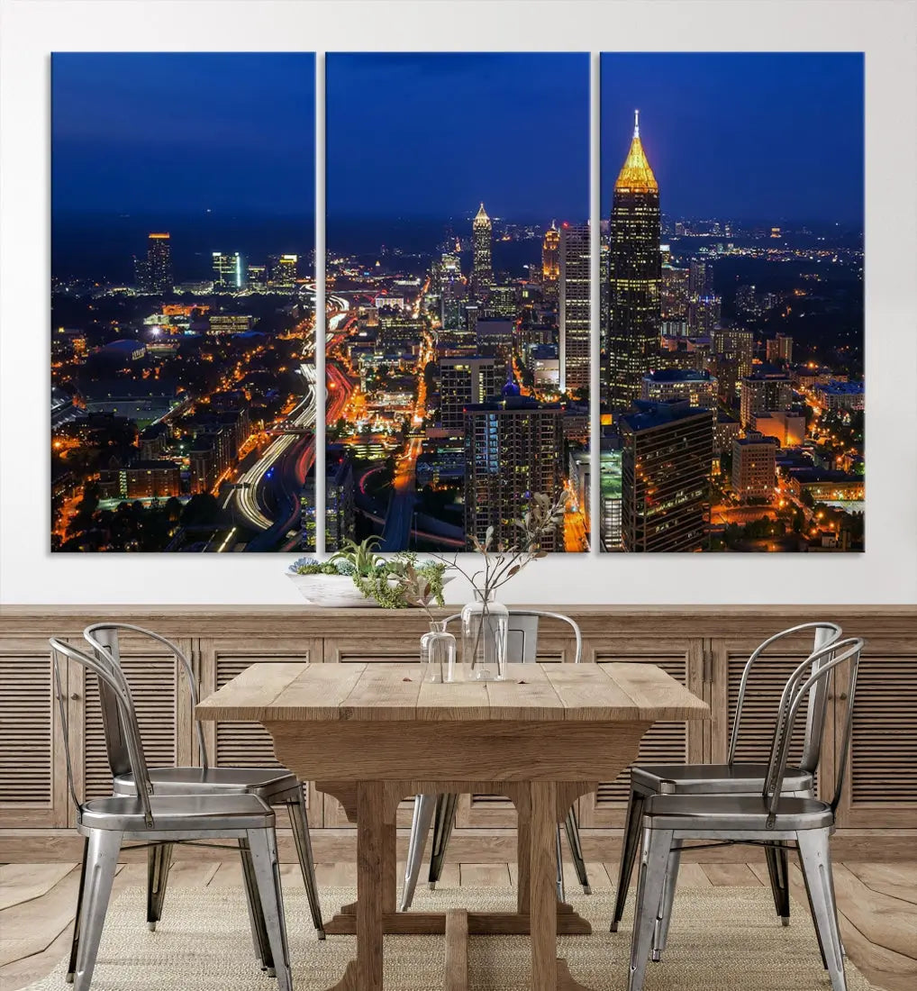 Atlanta City Wall Art Cityscape Canvas Print Atlanta Night Skyline Wall Art