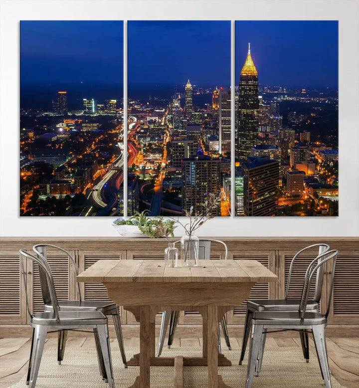 Atlanta City Wall Art Cityscape Canvas Print Atlanta Night Skyline Wall Art