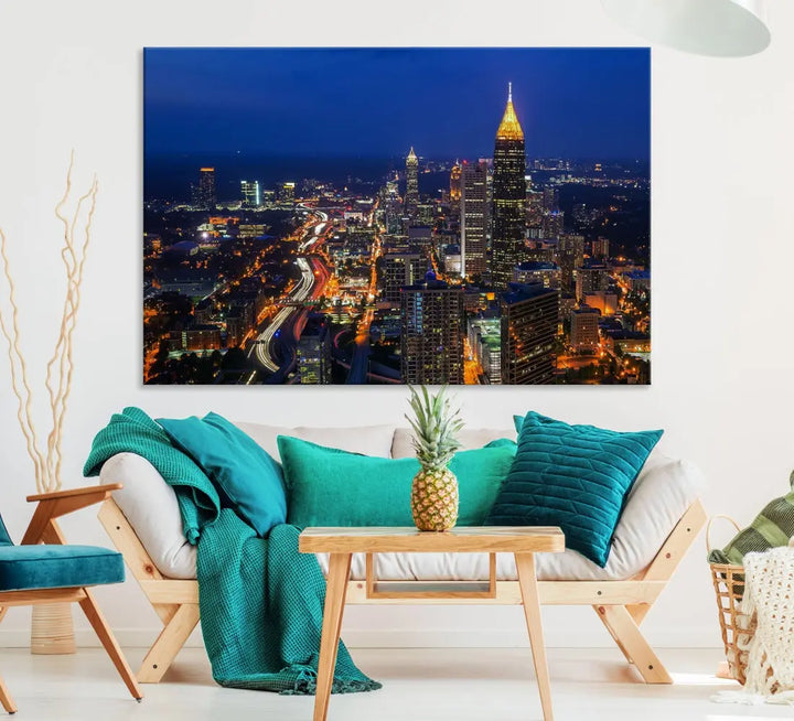 Atlanta City Wall Art Cityscape Canvas Print Atlanta Night Skyline Wall Art