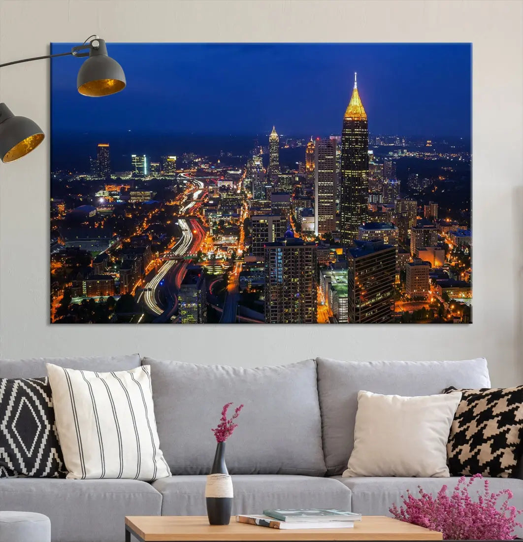 Atlanta City Wall Art Cityscape Canvas Print Atlanta Night Skyline Wall Art