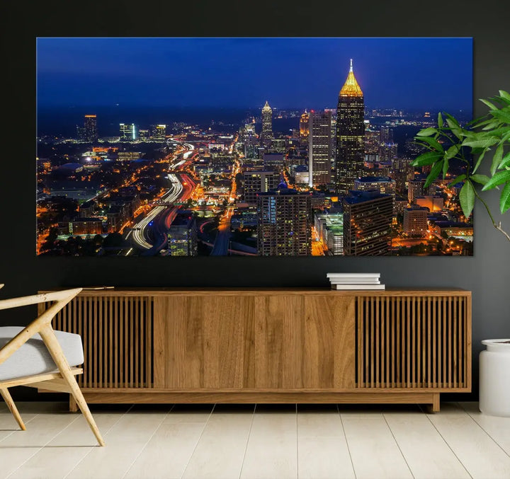 Atlanta City Wall Art Cityscape Canvas Print Atlanta Night Skyline Wall Art