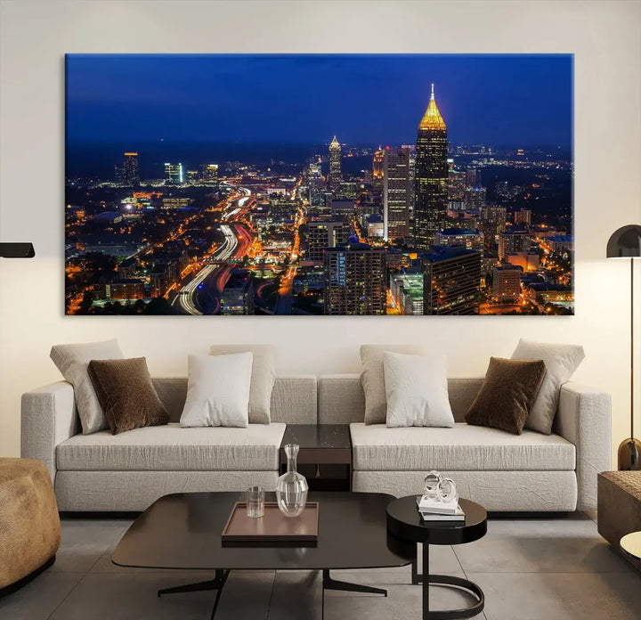 Atlanta City Wall Art Cityscape Canvas Print Atlanta Night Skyline Wall Art