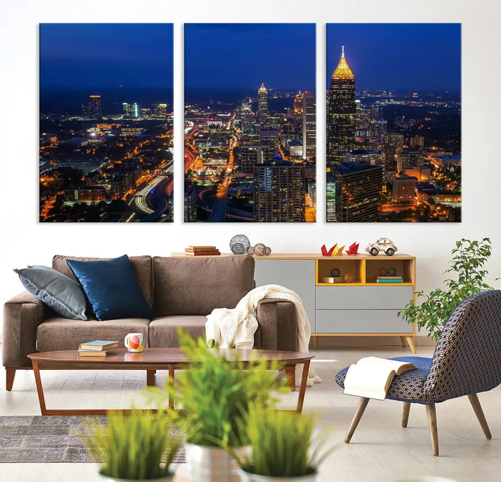 Atlanta City Wall Art Cityscape Canvas Print Atlanta Night Skyline Wall Art