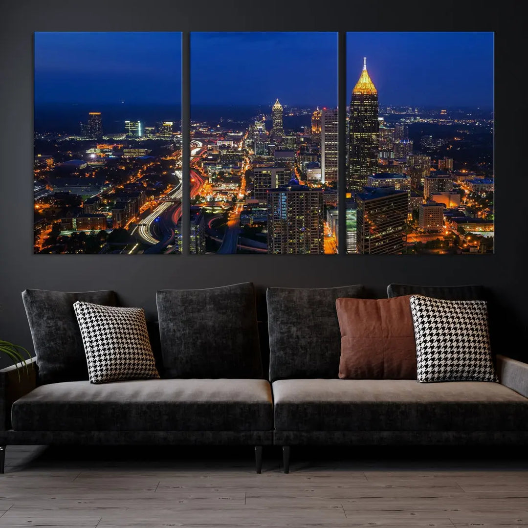 Atlanta City Wall Art Cityscape Canvas Print Atlanta Night Skyline Wall Art