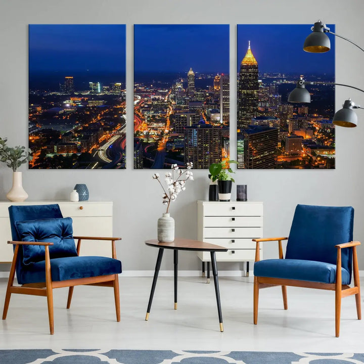 Atlanta City Wall Art Cityscape Canvas Print Atlanta Night Skyline Wall Art