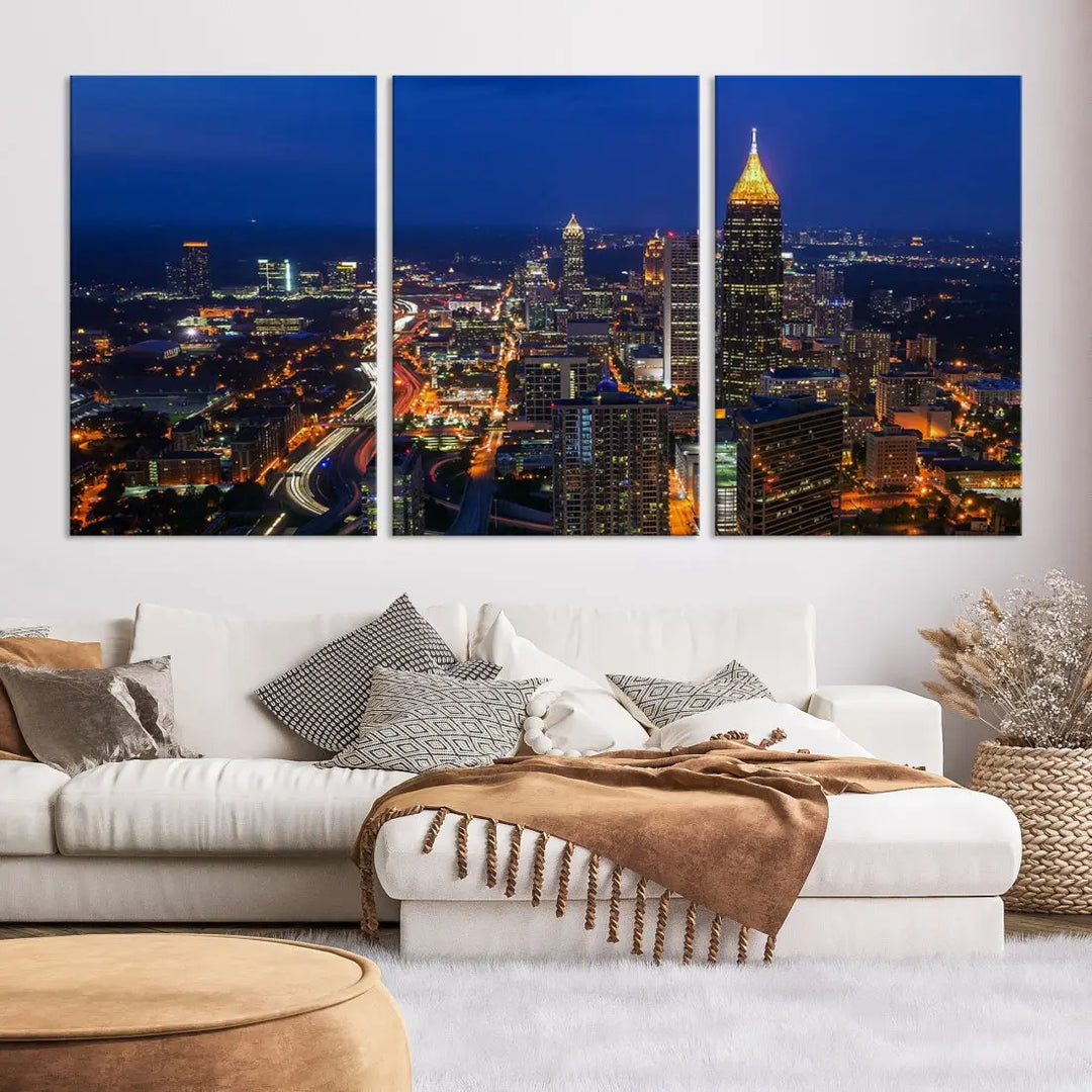 Atlanta City Wall Art Cityscape Canvas Print Atlanta Night Skyline Wall Art