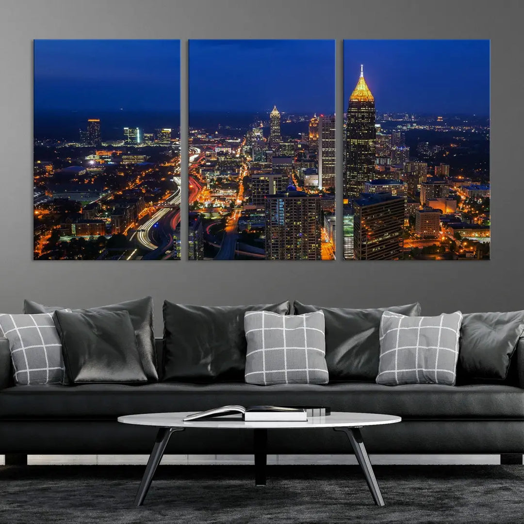 Atlanta City Wall Art Cityscape Canvas Print Atlanta Night Skyline Wall Art