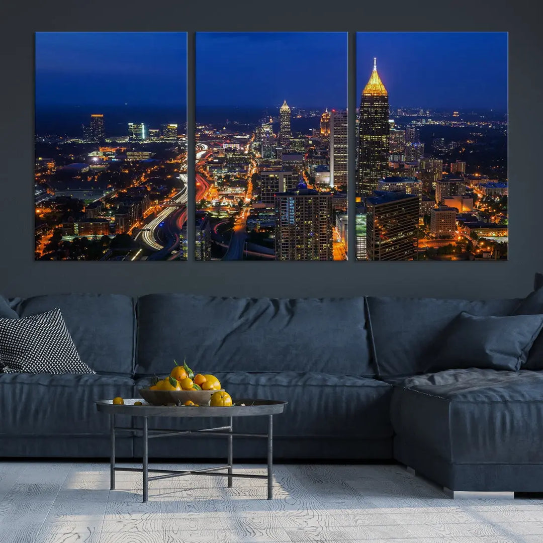 Atlanta City Wall Art Cityscape Canvas Print Atlanta Night Skyline Wall Art