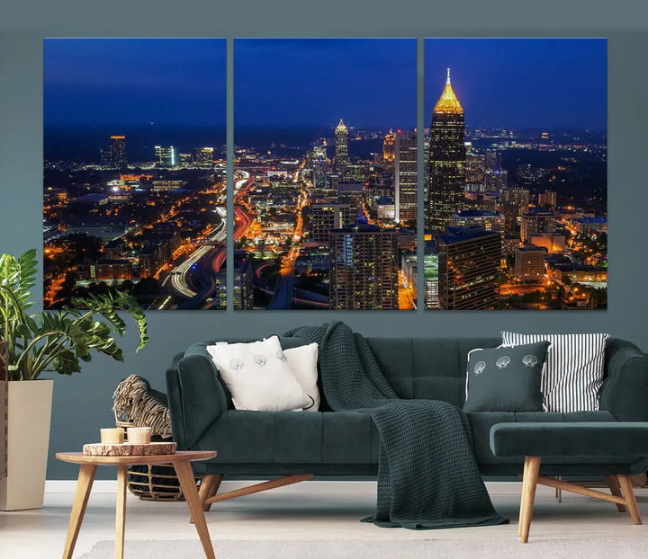 Atlanta City Wall Art Cityscape Canvas Print Atlanta Night Skyline Wall Art