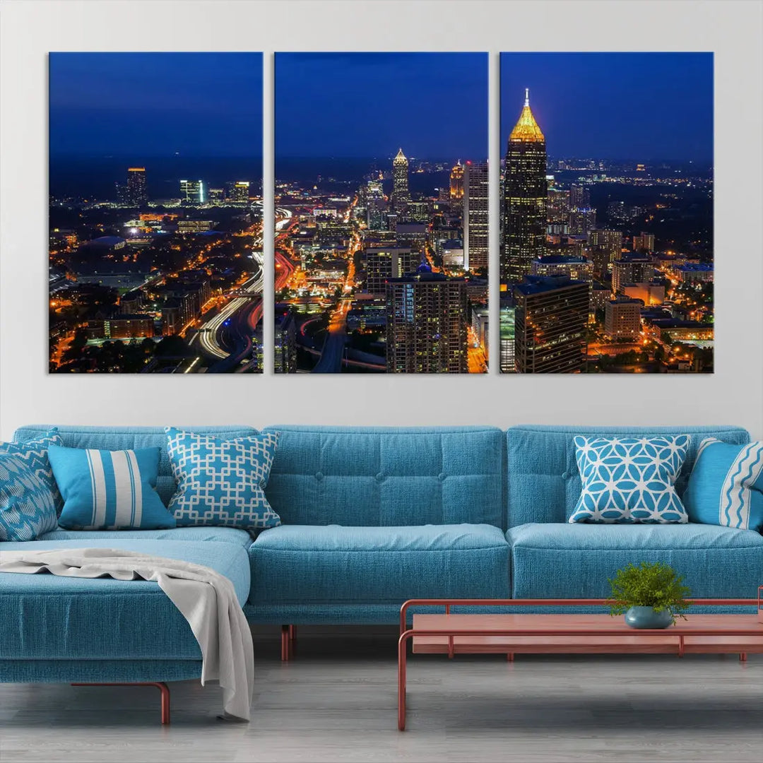 Atlanta City Wall Art Cityscape Canvas Print Atlanta Night Skyline Wall Art