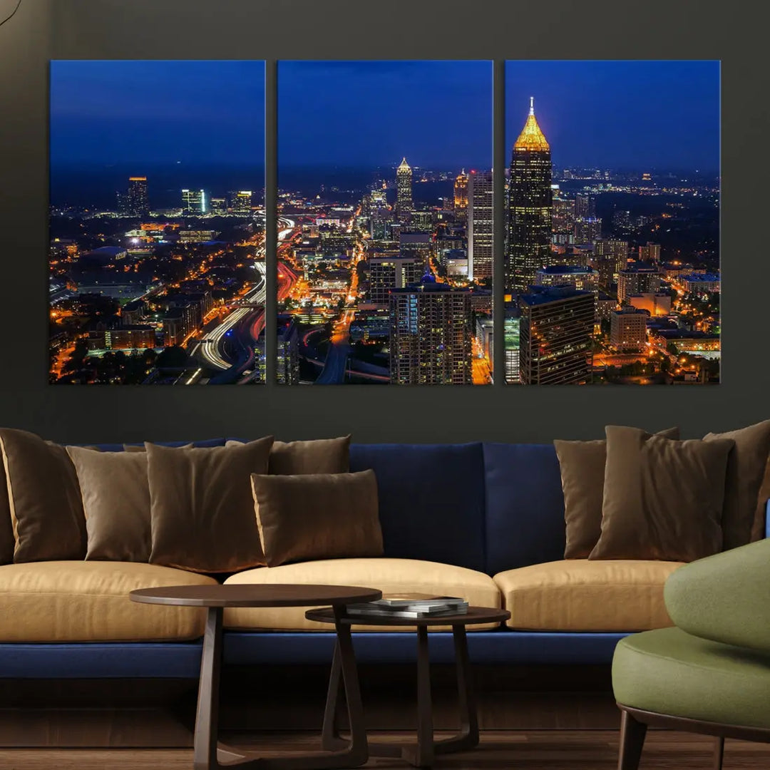 Atlanta City Wall Art Cityscape Canvas Print Atlanta Night Skyline Wall Art