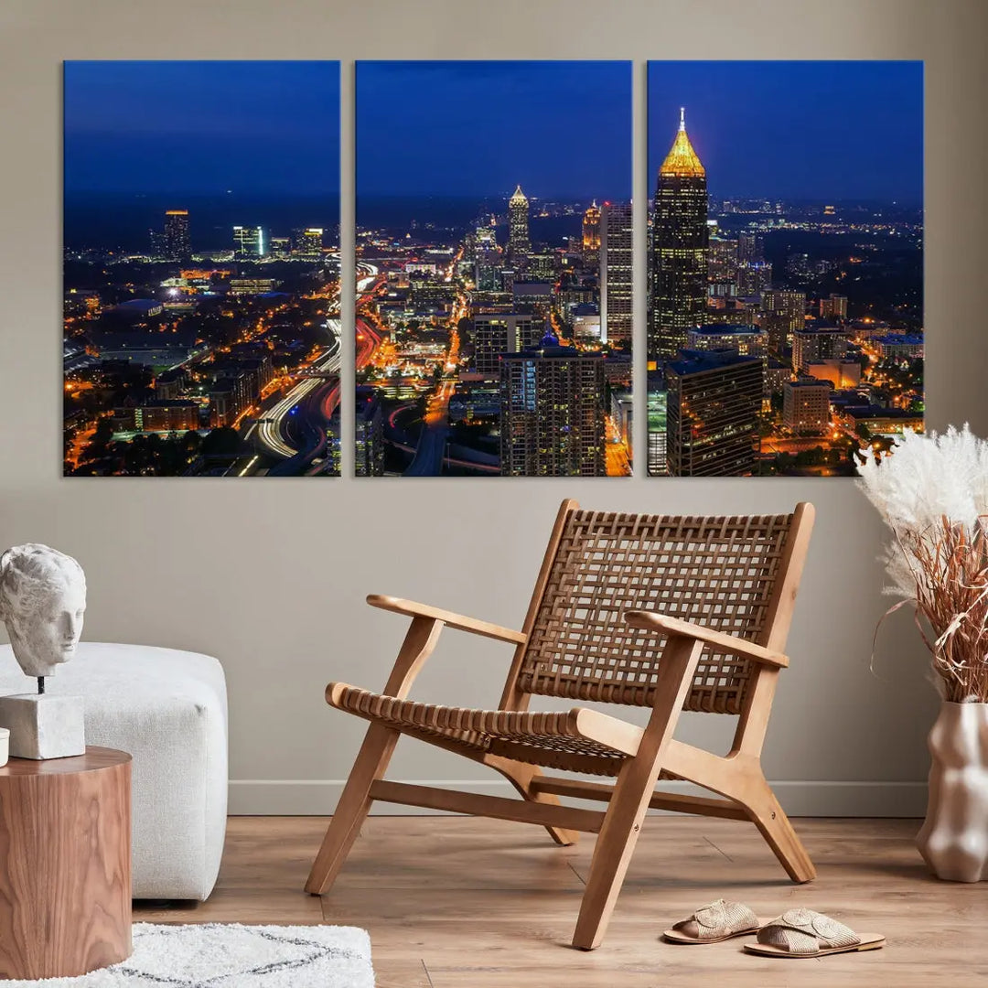 Atlanta City Wall Art Cityscape Canvas Print Atlanta Night Skyline Wall Art