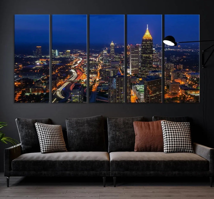 Atlanta City Wall Art Cityscape Canvas Print Atlanta Night Skyline Wall Art