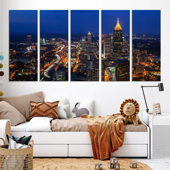 Atlanta City Wall Art Cityscape Canvas Print Atlanta Night Skyline Wall Art