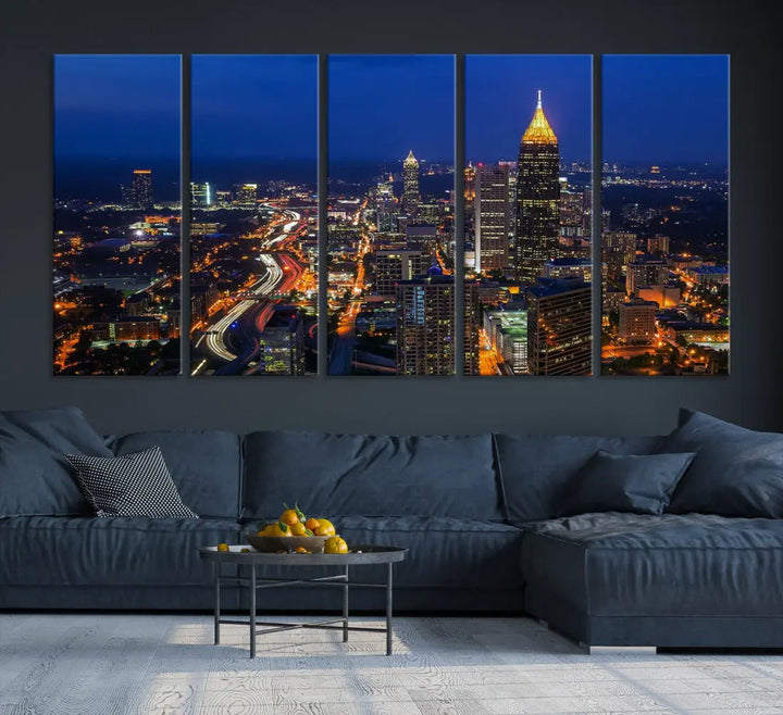 Atlanta City Wall Art Cityscape Canvas Print Atlanta Night Skyline Wall Art