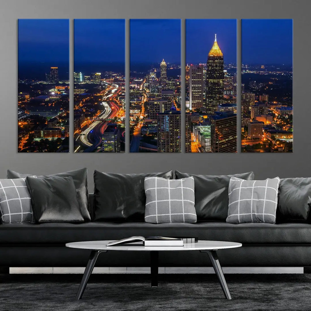 Atlanta City Wall Art Cityscape Canvas Print Atlanta Night Skyline Wall Art