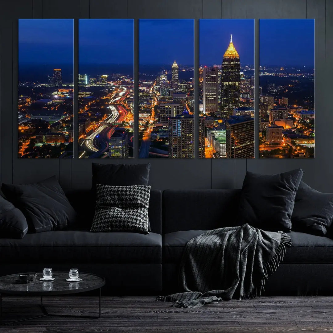 Atlanta City Wall Art Cityscape Canvas Print Atlanta Night Skyline Wall Art