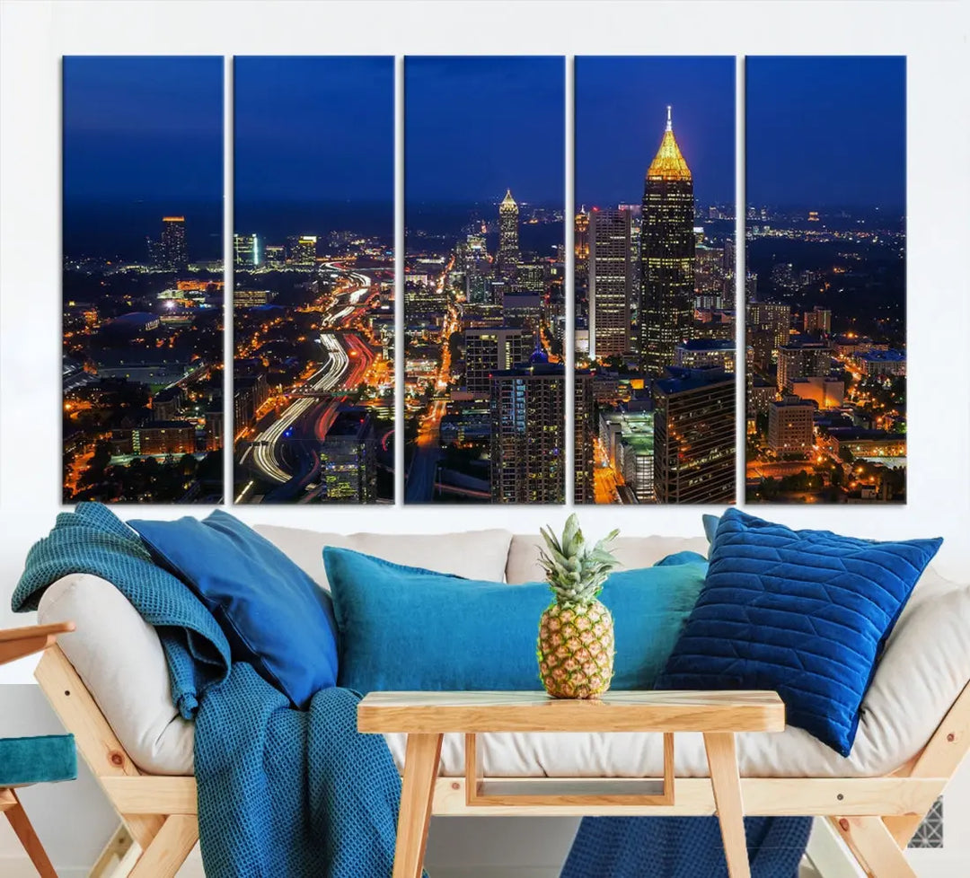 Atlanta City Wall Art Cityscape Canvas Print Atlanta Night Skyline Wall Art