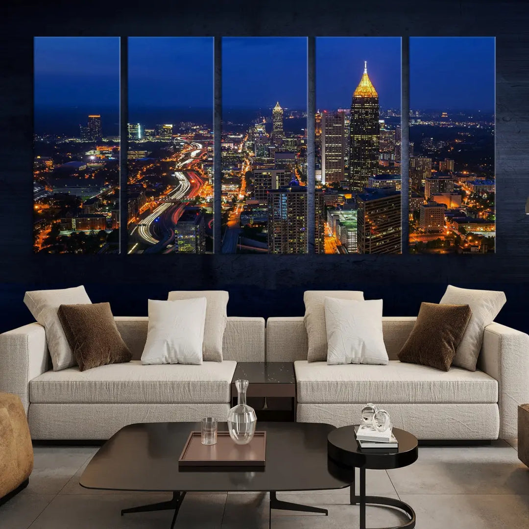 Atlanta City Wall Art Cityscape Canvas Print Atlanta Night Skyline Wall Art