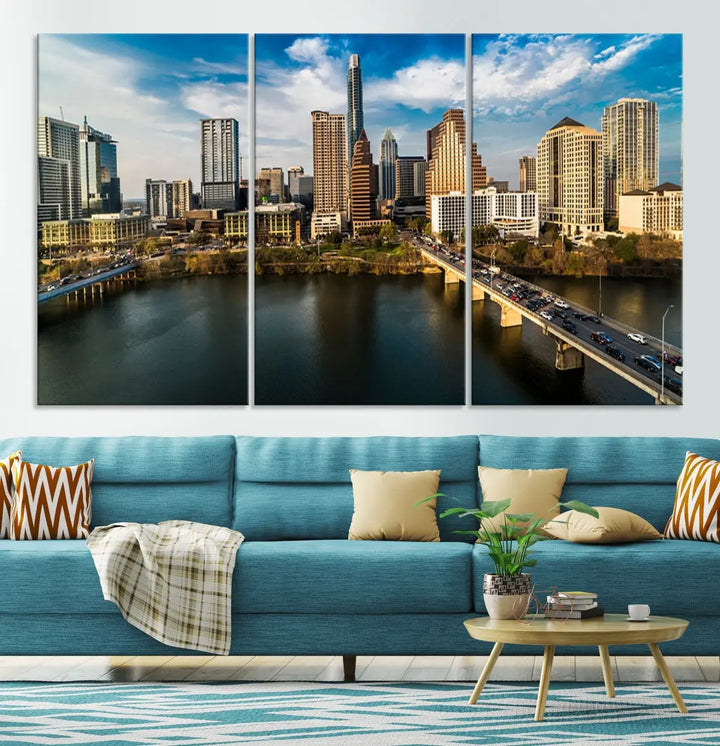 Austin City Morning Skyline Cityscape Picture Wall Art Print Canvas Wall Decor