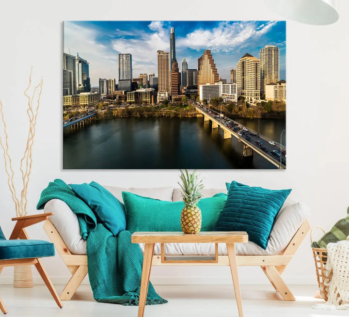 Austin City Morning Skyline Cityscape Picture Wall Art Print Canvas Wall Decor