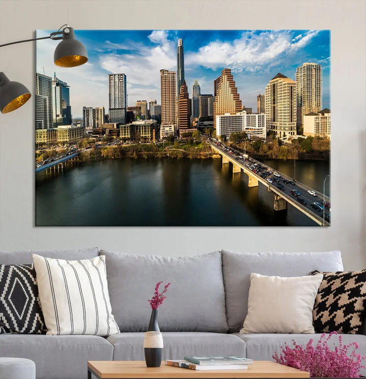 Austin City Morning Skyline Cityscape Picture Wall Art Print Canvas Wall Decor