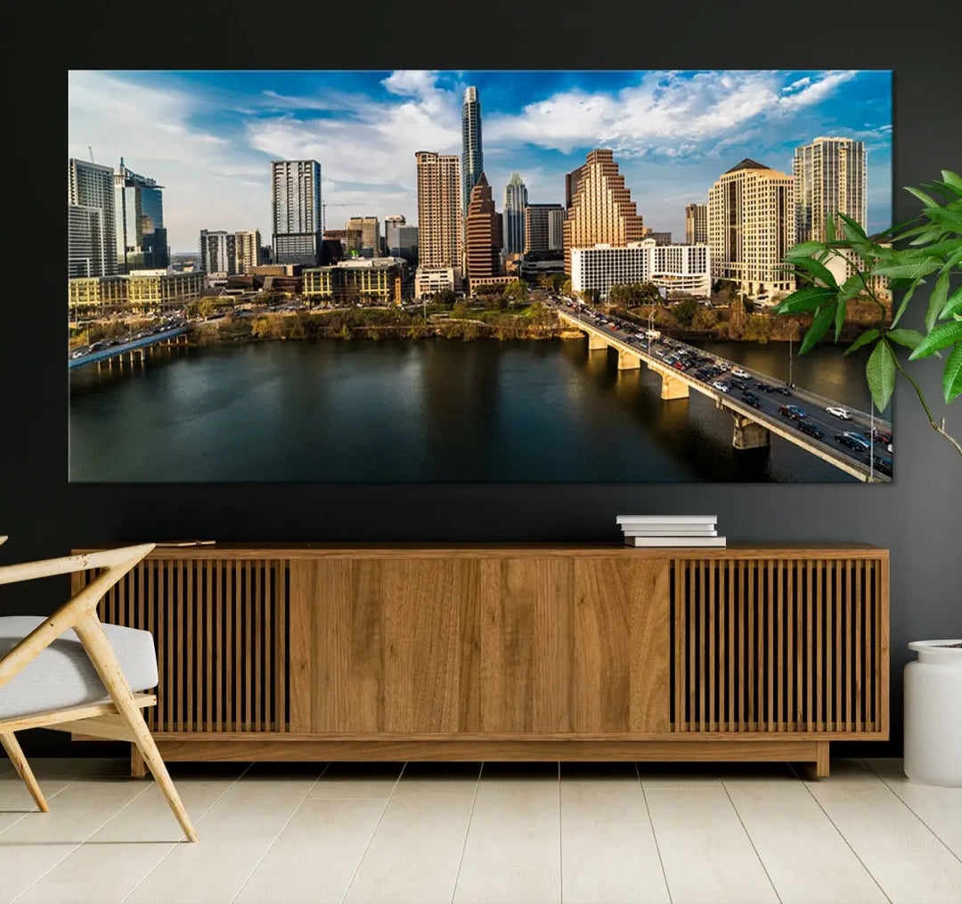 Austin City Morning Skyline Cityscape Picture Wall Art Print Canvas Wall Decor