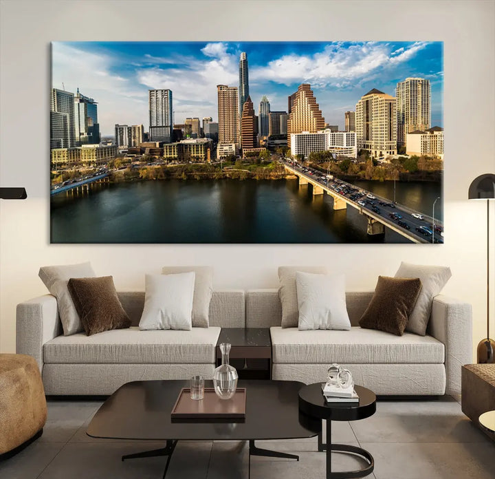 Austin City Morning Skyline Cityscape Picture Wall Art Print Canvas Wall Decor