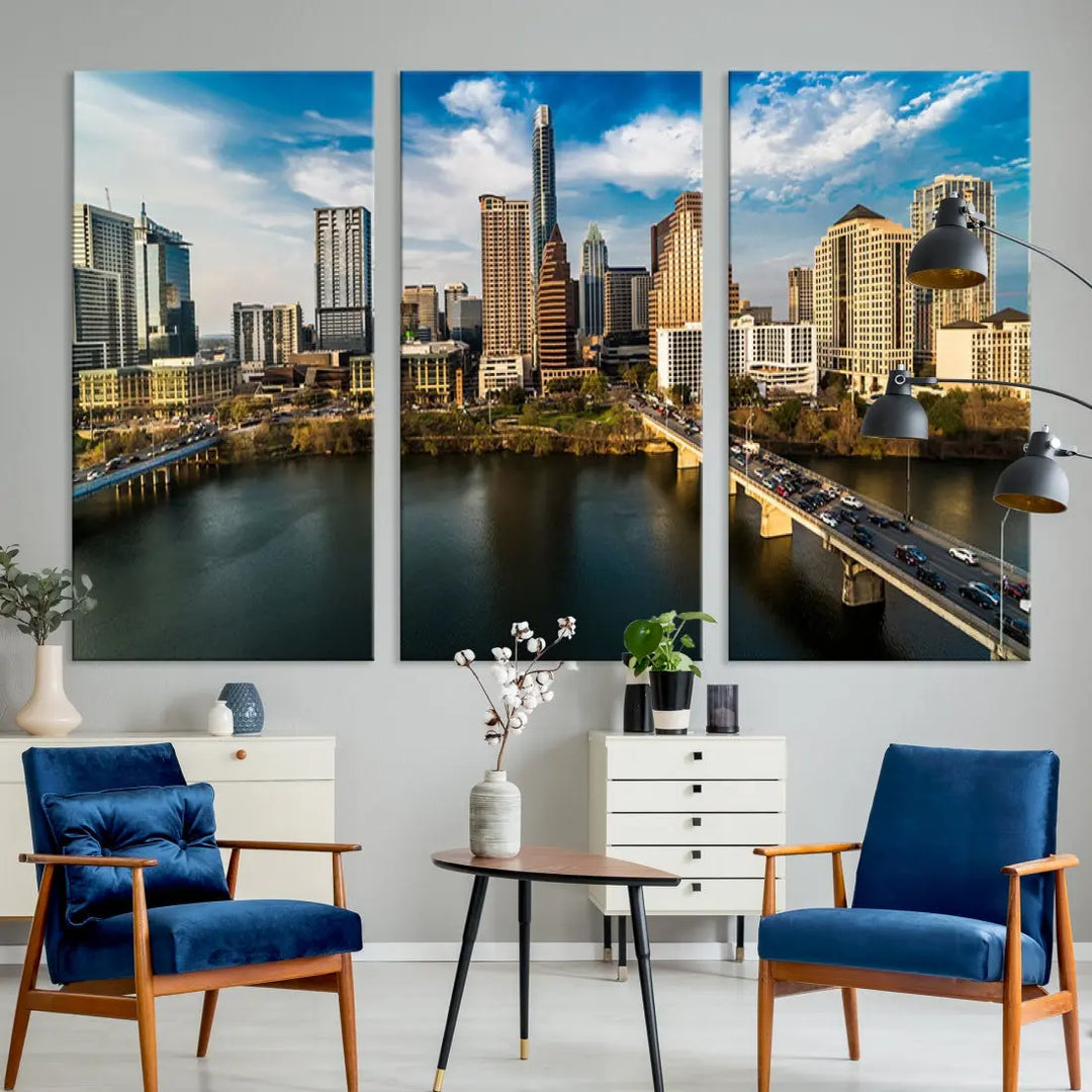 Austin City Morning Skyline Cityscape Picture Wall Art Print Canvas Wall Decor