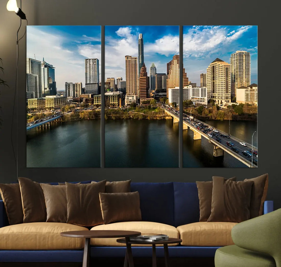 Austin City Morning Skyline Cityscape Picture Wall Art Print Canvas Wall Decor