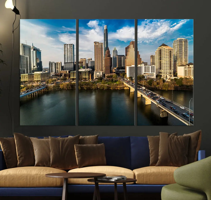 Austin City Morning Skyline Cityscape Picture Wall Art Print Canvas Wall Decor