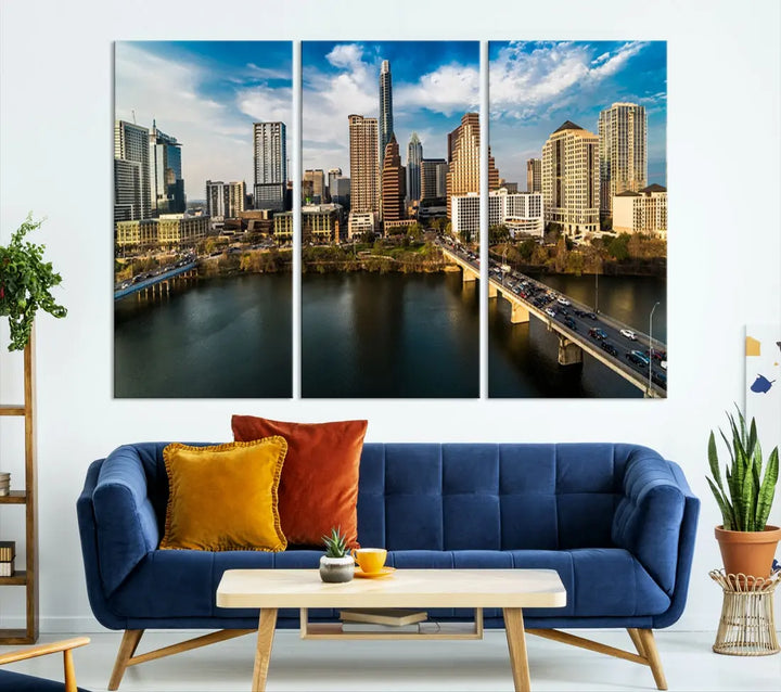 Austin City Morning Skyline Cityscape Picture Wall Art Print Canvas Wall Decor