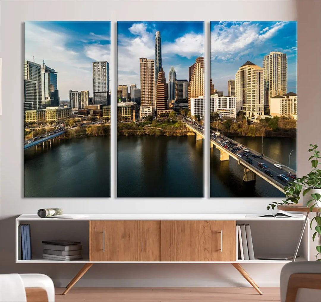 Austin City Morning Skyline Cityscape Picture Wall Art Print Canvas Wall Decor