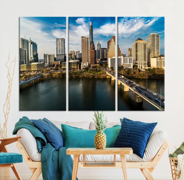 Austin City Morning Skyline Cityscape Picture Wall Art Print Canvas Wall Decor