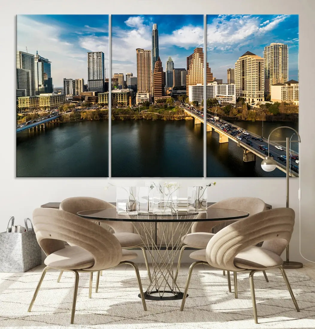 Austin City Morning Skyline Cityscape Picture Wall Art Print Canvas Wall Decor