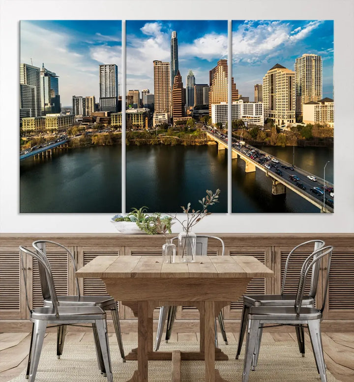 Austin City Morning Skyline Cityscape Picture Wall Art Print Canvas Wall Decor