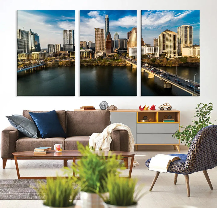 Austin City Morning Skyline Cityscape Picture Wall Art Print Canvas Wall Decor