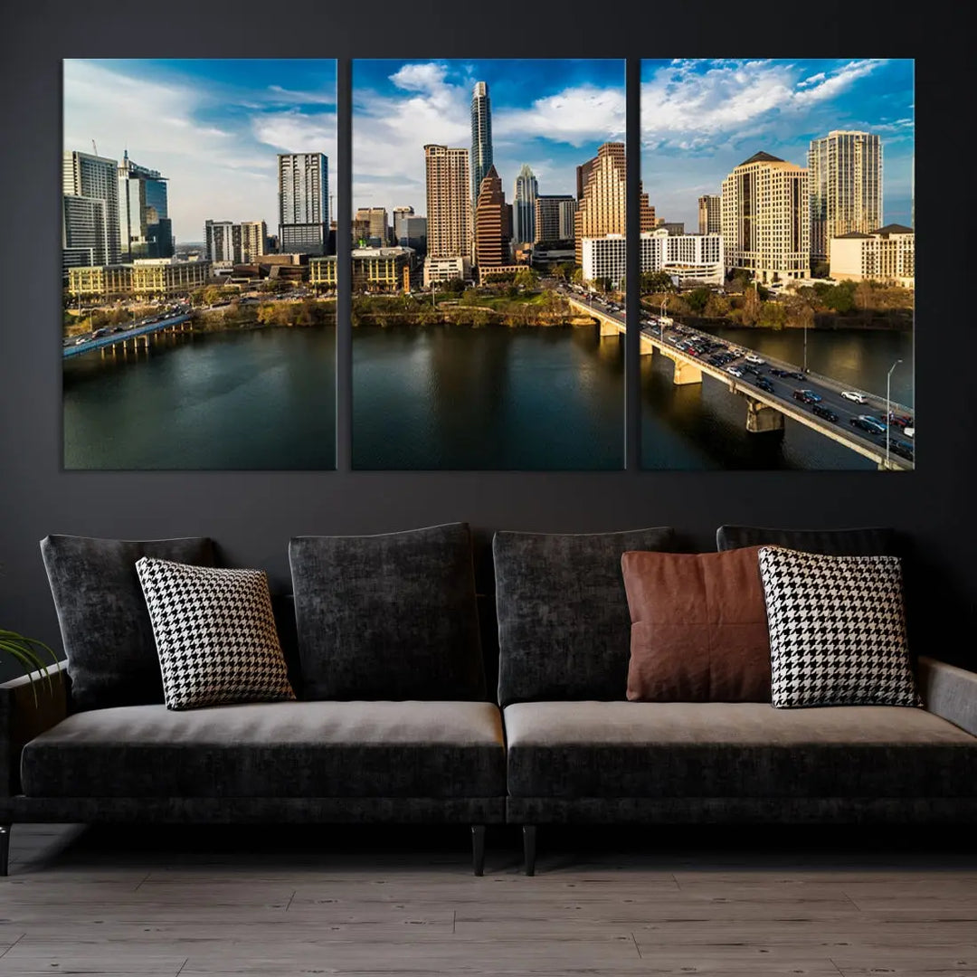 Austin City Morning Skyline Cityscape Picture Wall Art Print Canvas Wall Decor