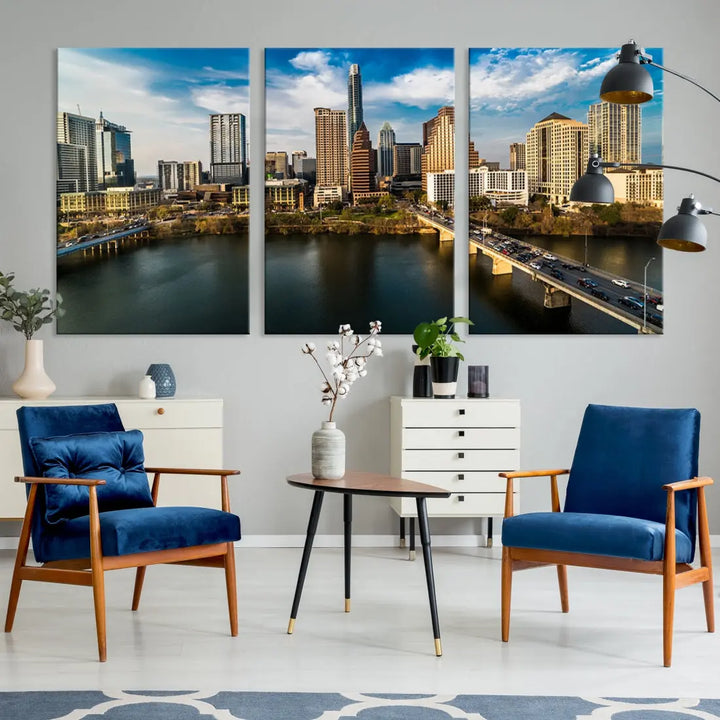 Austin City Morning Skyline Cityscape Picture Wall Art Print Canvas Wall Decor