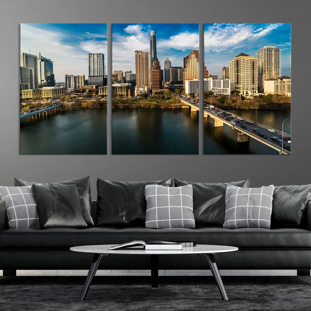 Austin City Morning Skyline Cityscape Picture Wall Art Print Canvas Wall Decor