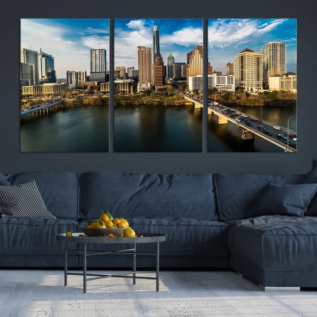 Austin City Morning Skyline Cityscape Picture Wall Art Print Canvas Wall Decor