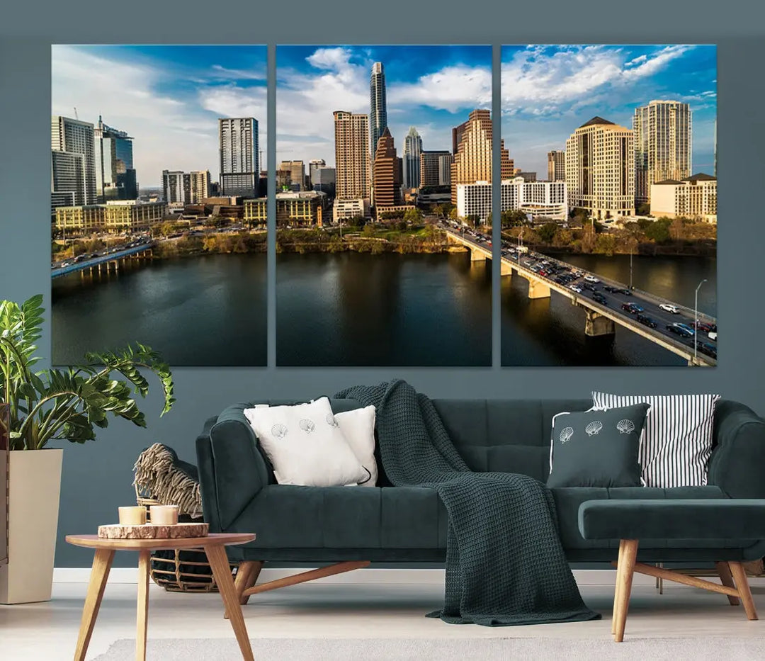 Austin City Morning Skyline Cityscape Picture Wall Art Print Canvas Wall Decor