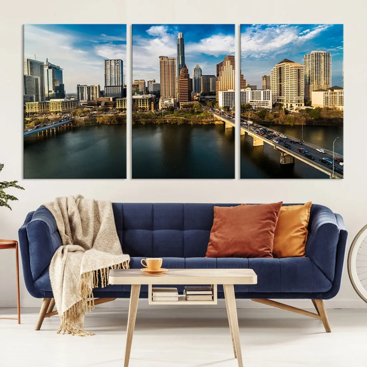 Austin City Morning Skyline Cityscape Picture Wall Art Print Canvas Wall Decor