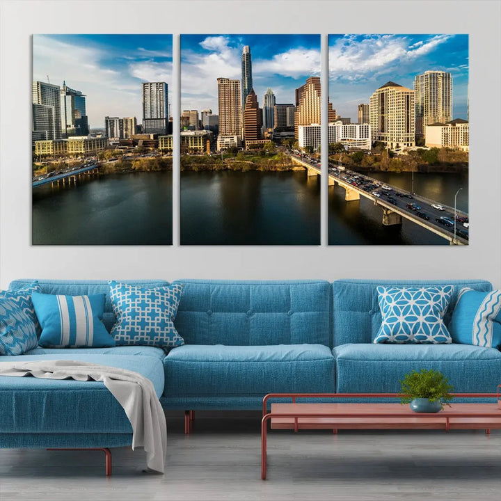 Austin City Morning Skyline Cityscape Picture Wall Art Print Canvas Wall Decor