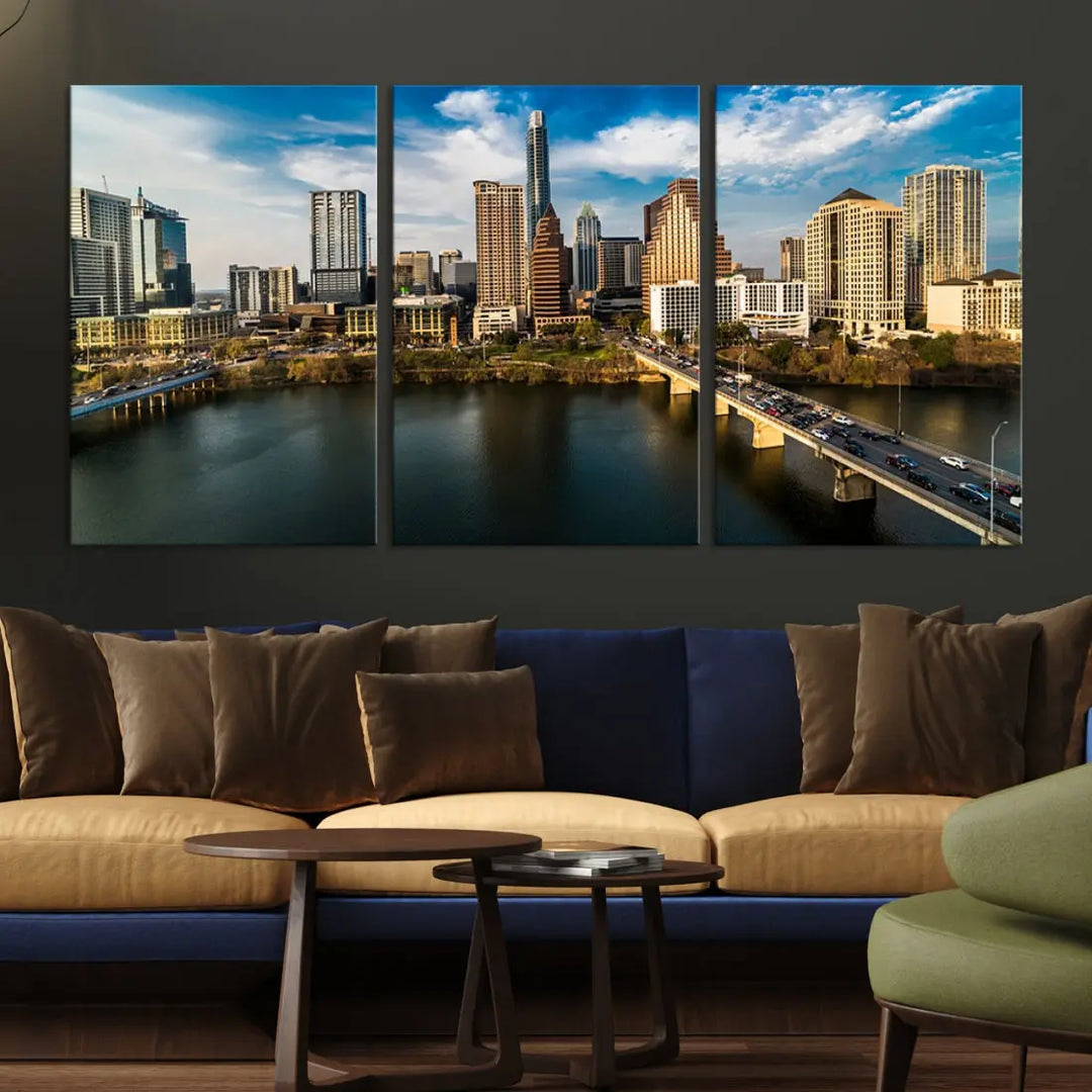 Austin City Morning Skyline Cityscape Picture Wall Art Print Canvas Wall Decor