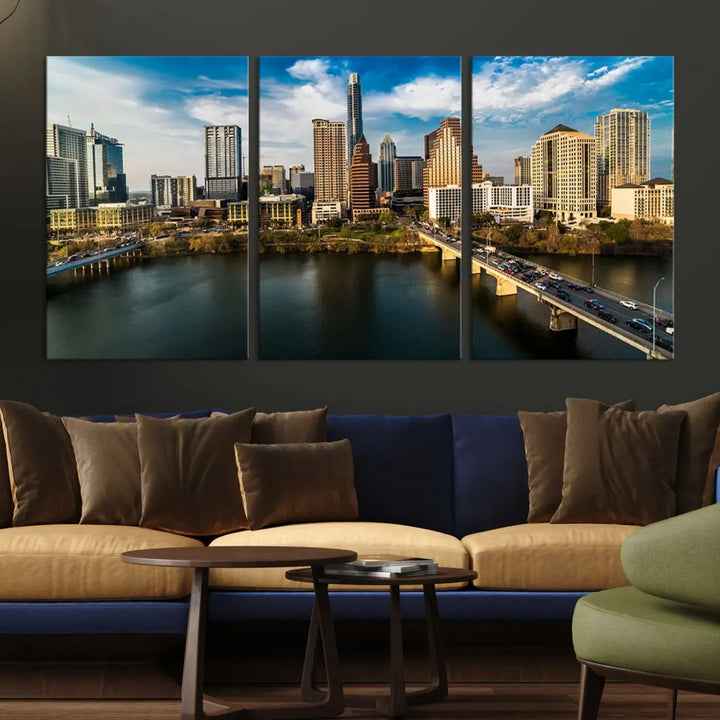 Austin City Morning Skyline Cityscape Picture Wall Art Print Canvas Wall Decor