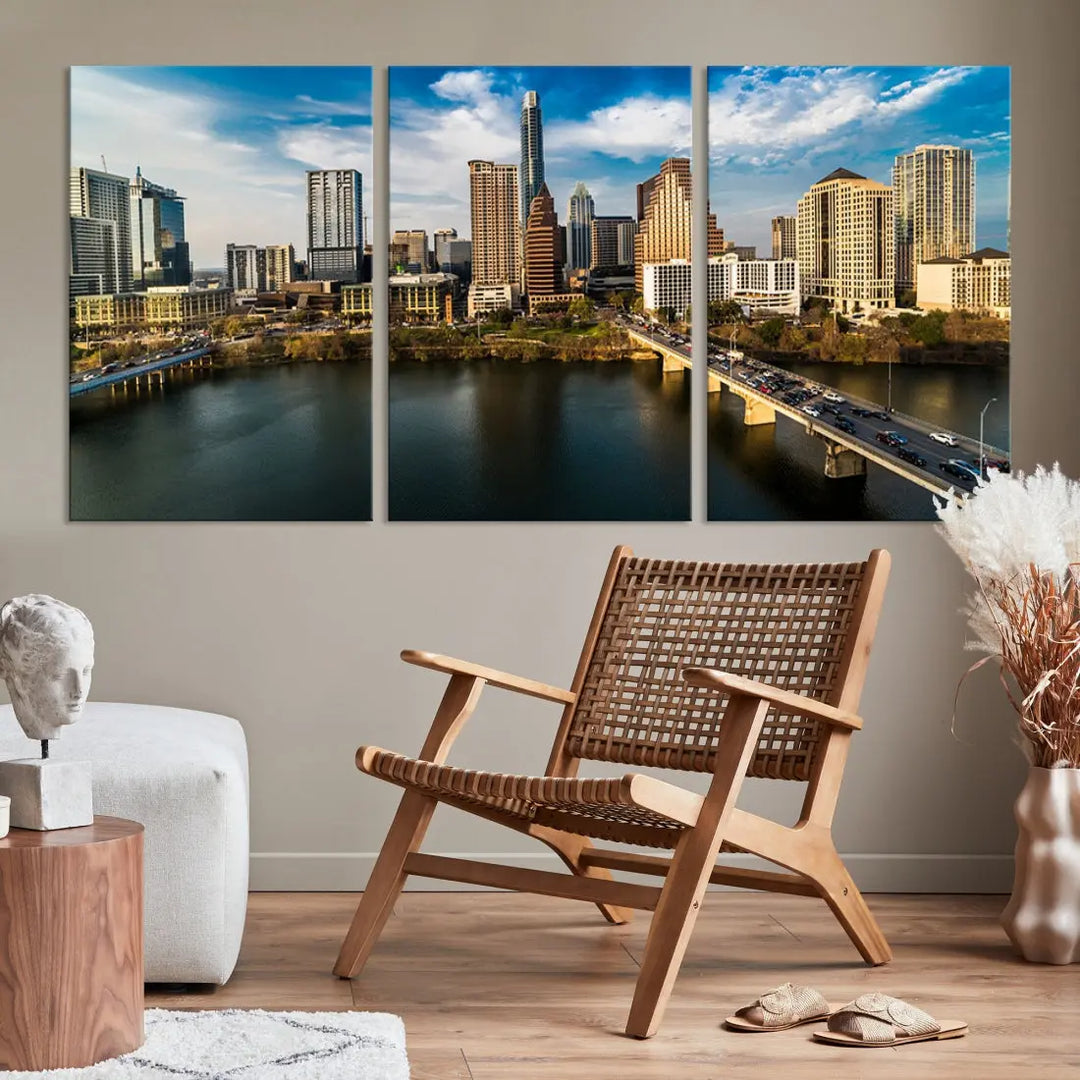 Austin City Morning Skyline Cityscape Picture Wall Art Print Canvas Wall Decor