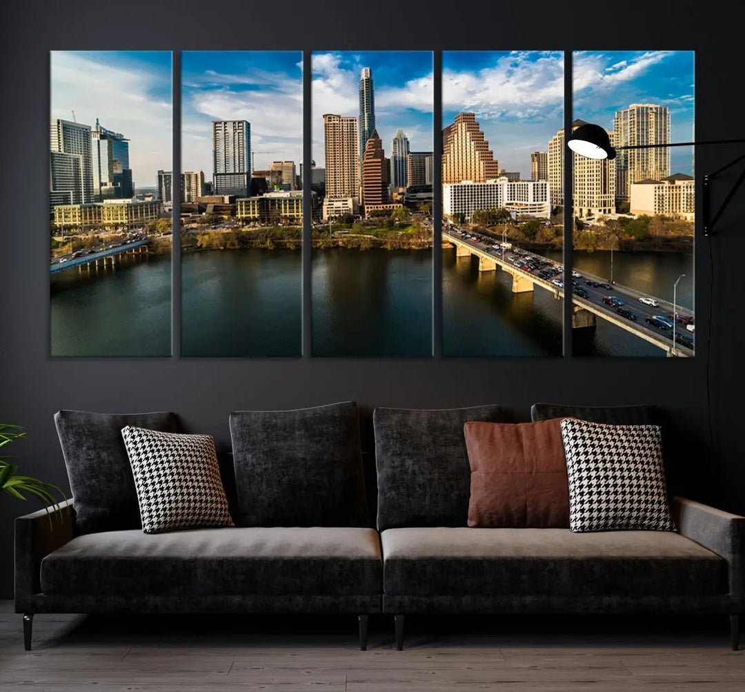 Austin City Morning Skyline Cityscape Picture Wall Art Print Canvas Wall Decor