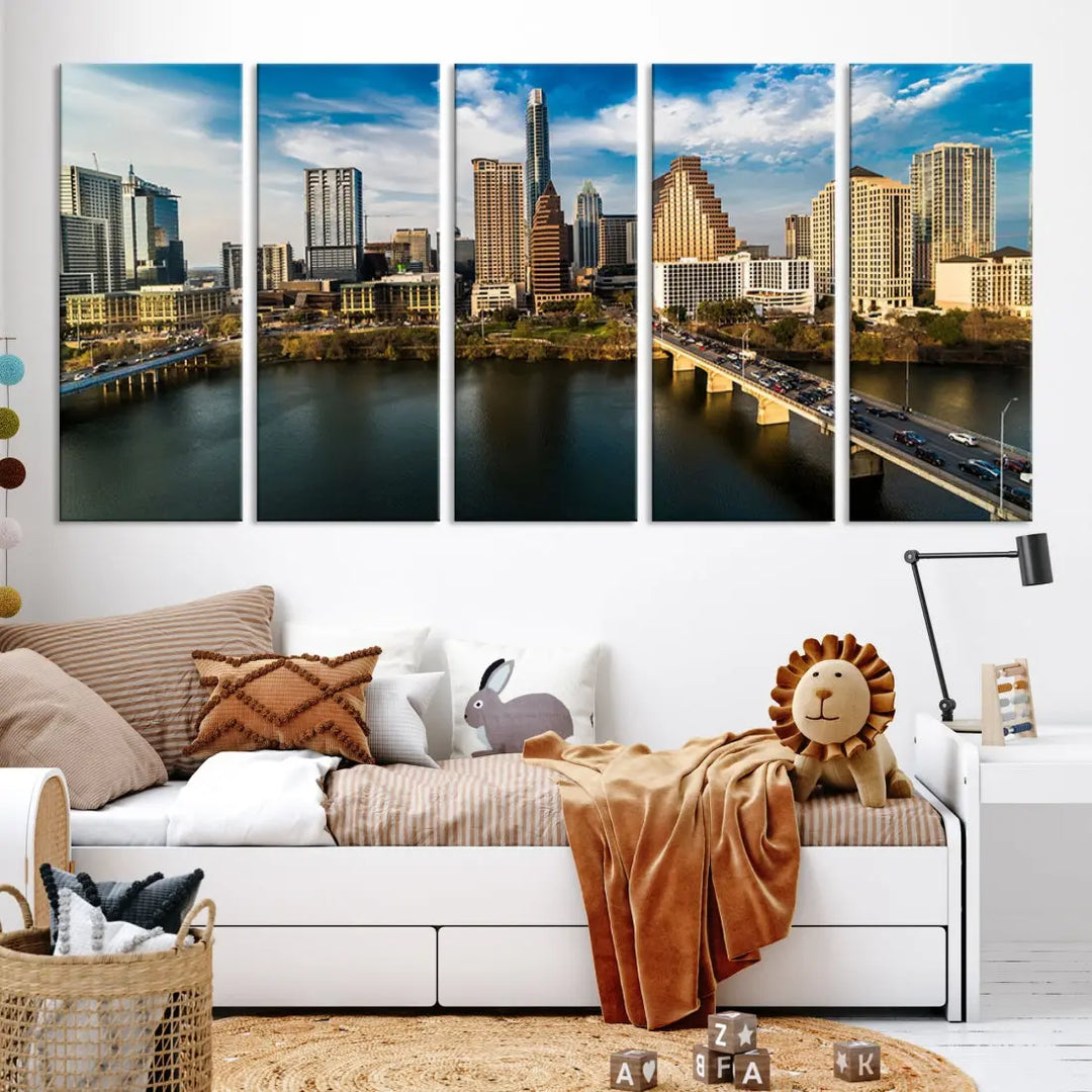 Austin City Morning Skyline Cityscape Picture Wall Art Print Canvas Wall Decor