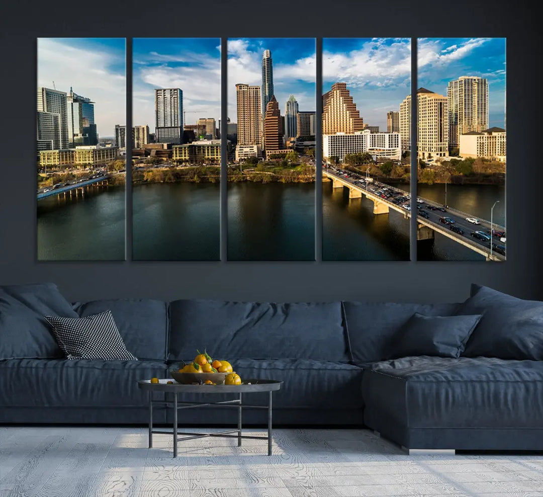 Austin City Morning Skyline Cityscape Picture Wall Art Print Canvas Wall Decor